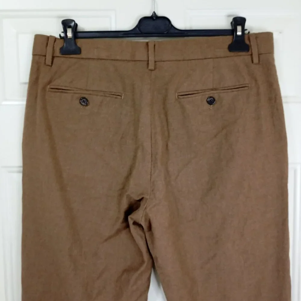 Banana Republic Dress Pants 100% Wool Mens Tapered Fit Brown Size 33x32